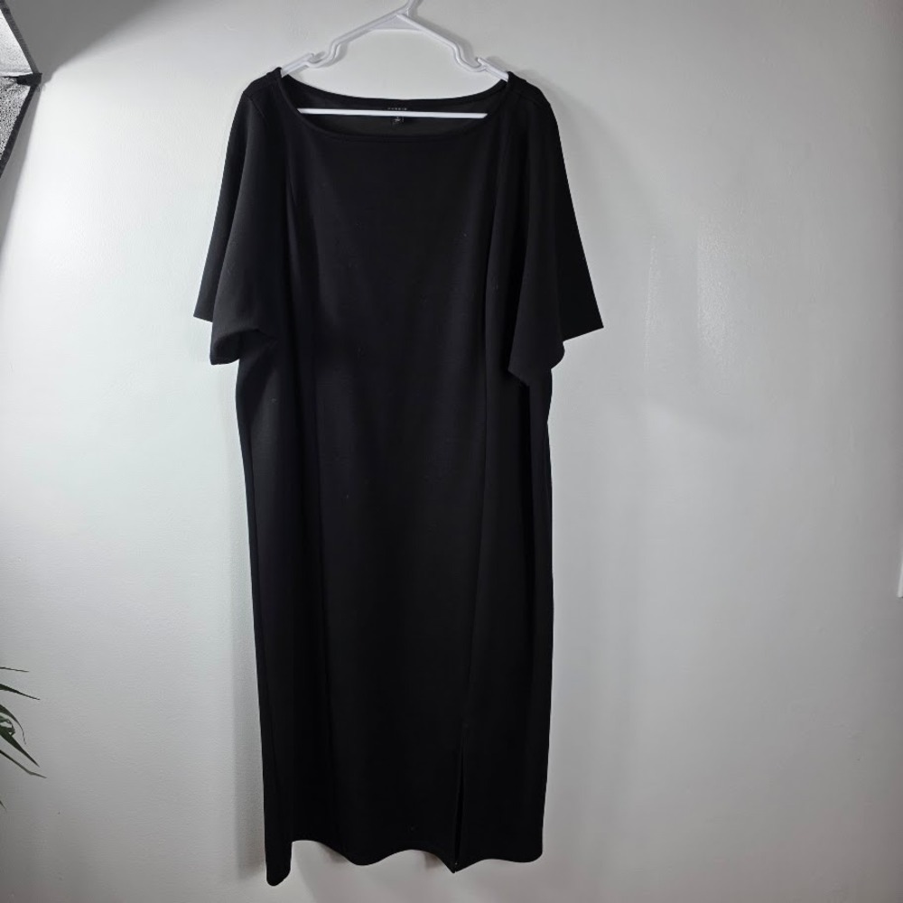 TORRID Black Boatneck Short Sleeve Midi Dress with Side Slits Plus Size 4